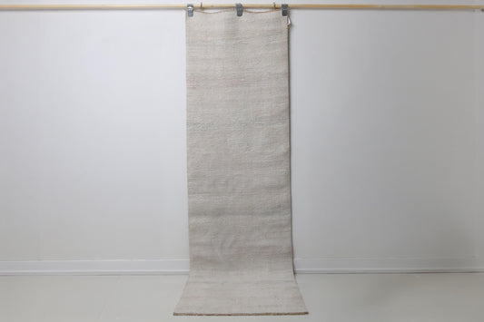 2'2 x 7'11 Vintage Turkish Hemp Runner Rug, Beige Minimal Neutral Long Hallway Rug