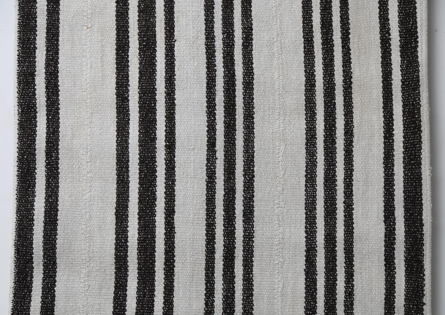 2'0 x 7'7 Vintage Turkish Hemp Runner Rug, White Black Striped Long Hallway Rug