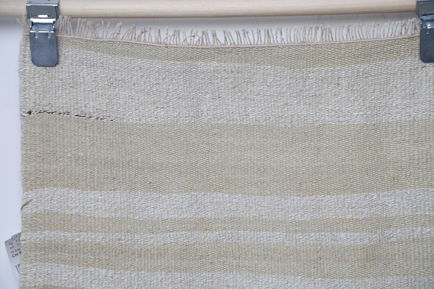 4'6 x 4'9 Vintage Turkish Hemp Rug, White Beige Red Striped Minimal Square Rug