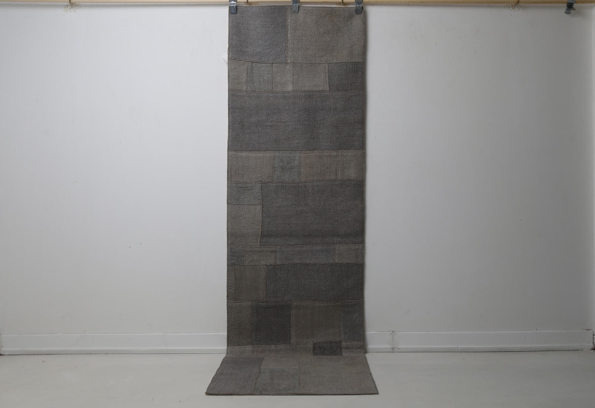 Vintage Turkish Hemp Patchwork Runner Rug, Beige Gray (2x8) - photo 1 of 10