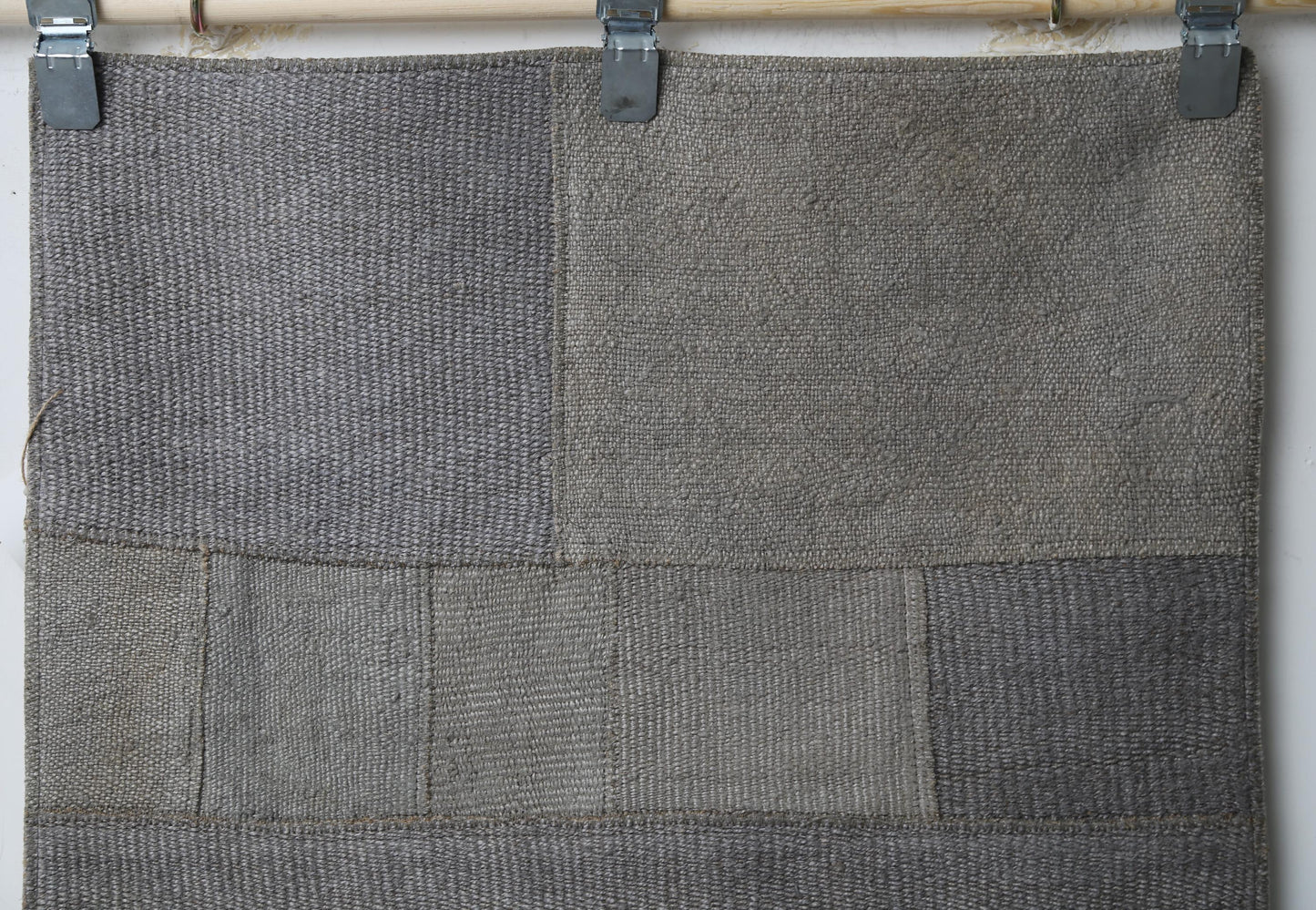 2'3 x 7'9 Vintage Turkish Hemp Runner Rug, Beige Gray Patchwork Hallway Rug