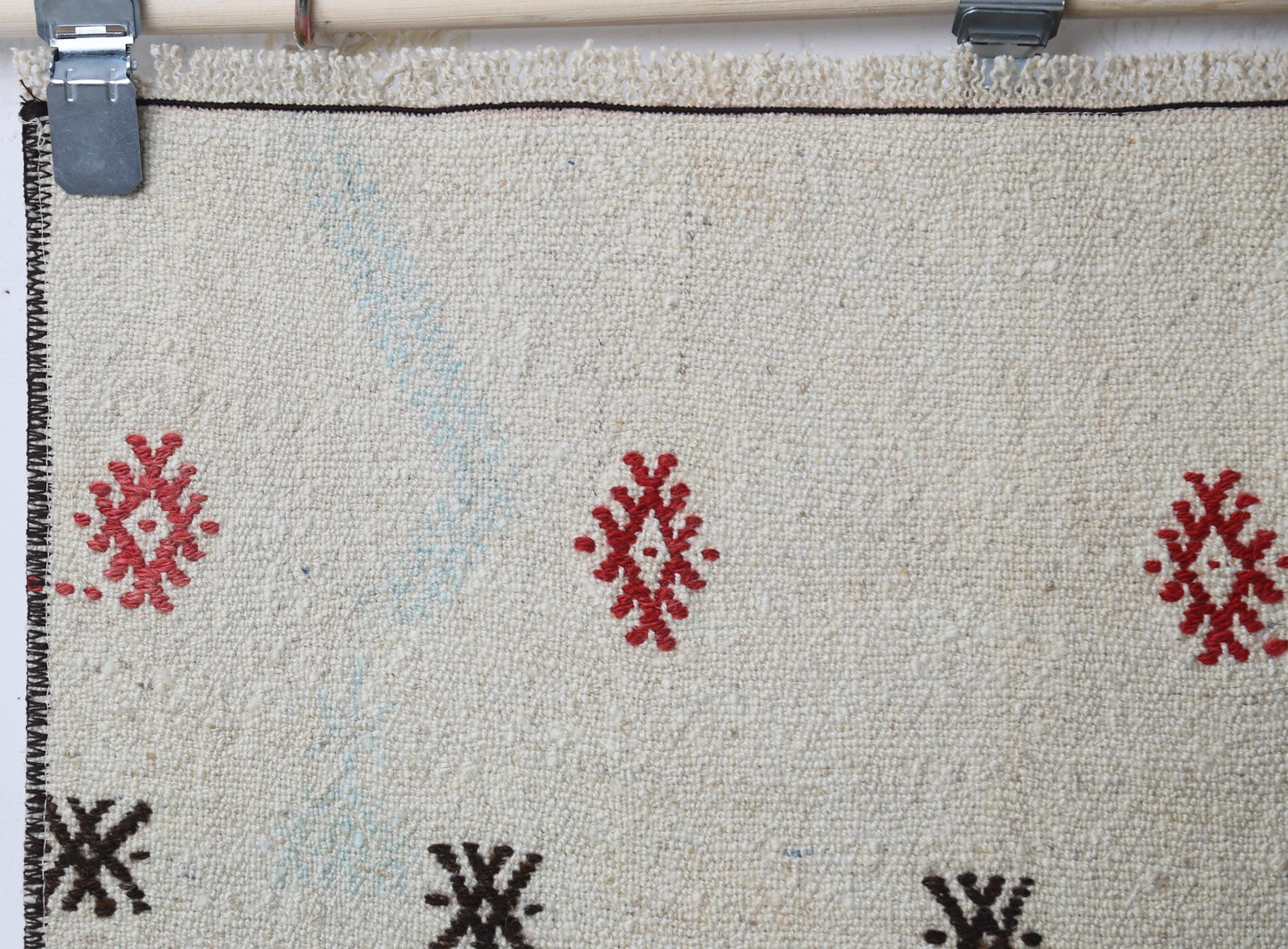 2'3 x 6'1 Vintage Turkish Kilim Runner Rug, Beige Minimal Tribal Wool Hallway Rug
