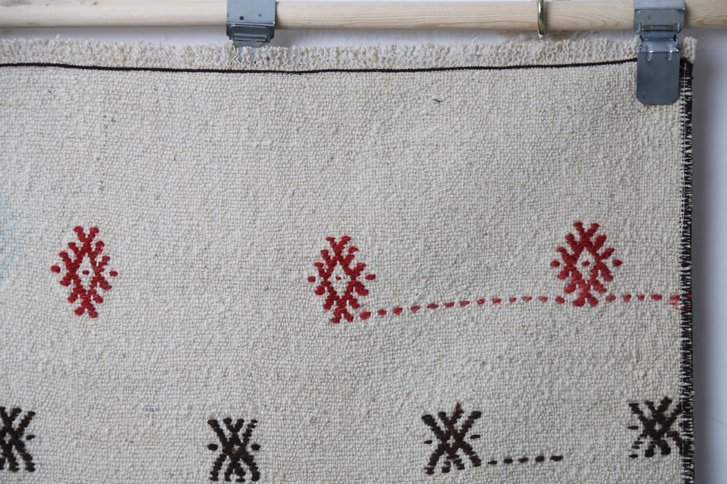 2'3 x 6'1 Vintage Turkish Kilim Runner Rug, Beige Minimal Tribal Wool Hallway Rug