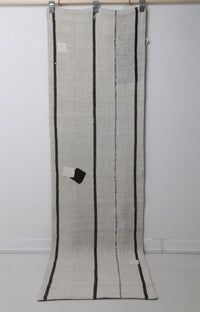Vintage Turkish Hemp Runner Rug, Black White Striped (2x8, 2'2" x 7'10") - photo 2 of 10