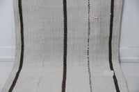 Vintage Turkish Hemp Runner Rug, Black White Striped (2x8, 2'2" x 7'10") - photo 9 of 10