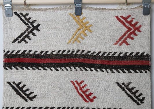 2'3 x 4'8 Vintage Turkish Hemp Small Runner Rug, White Multicolor Striped Tribal Accent Rug
