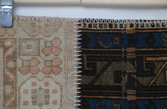 4'3 x 6'5 Vintage Turkish Patchwork Rug, Multicolor Wool Cotton Handmade Area Rug