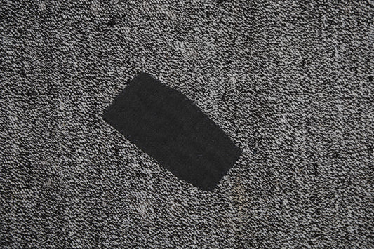 Vintage Turkish Flatweave Rug 5'0 x 5'11 Black White Minimalist Handmade Area Rug