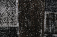 Vintage Turkish Wool Cotton Patchwork Rug, Black Brown (4x6, 3'11" x 6'1") - photo 9 of 10