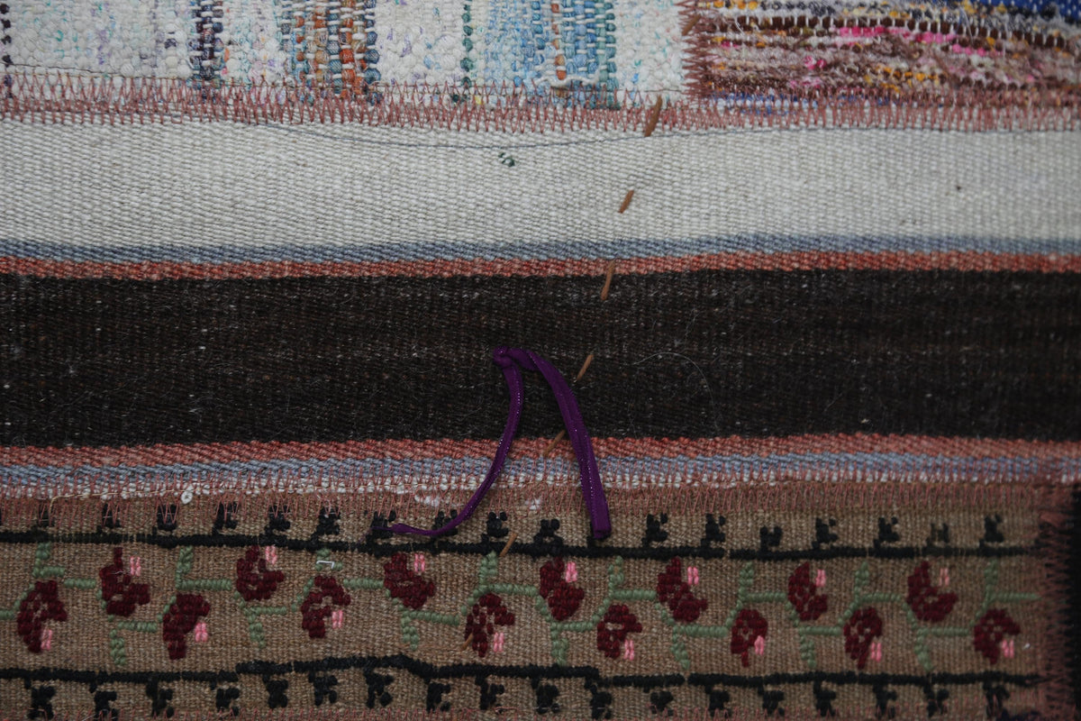 Kilim Tapestry Wall Hanging Rug, Patchwork Textile Art, Small Boho Wall Decor, 3x2 ft