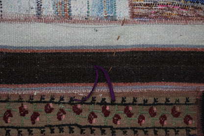 Kilim Tapestry Wall Hanging Rug, Patchwork Textile Art, Small Boho Wall Decor, 3x2 ft