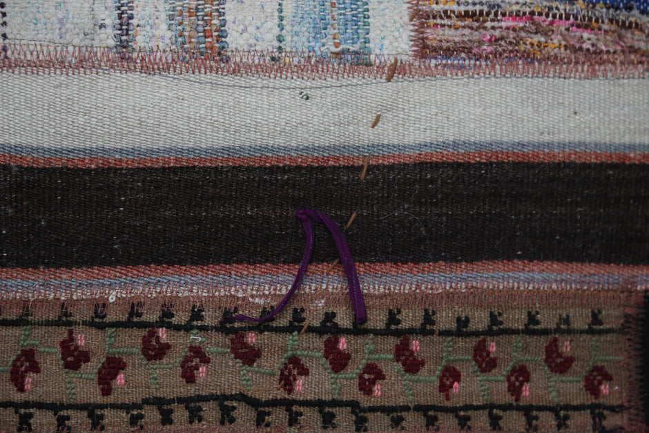 Kilim Tapestry Wall Hanging Rug, Patchwork Textile Art, Small Boho Wall Decor, 3x2 ft