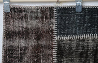 Vintage Turkish Wool Cotton Patchwork Rug, Black Brown (4x6, 3'11" x 6'2") No. 247057 - photo 3 of 10