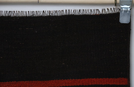 Striped Kilim Runner Rug, Black Red Flatweave Rug, Boho Narrow Runner, Minimal Tribal Kilim 2x4 ft
