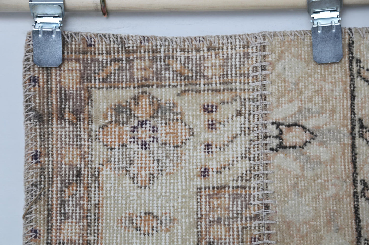 Vintage Patchwork Runner Rug, Extra Long Turkish Hallway Runner, Neutral Beige Brown Carpet, Handmade 2x10 ft