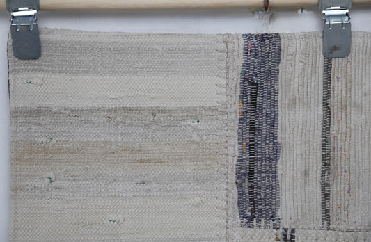 3'9 x 5'10 Vintage Turkish Kilim Patchwork Rug, Beige Multicolor Wool Cotton Area Rug