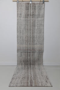 Vintage Turkish Flatweave Runner Rug, Black White Striped Minimalist (2x9) - photo 2 of 10