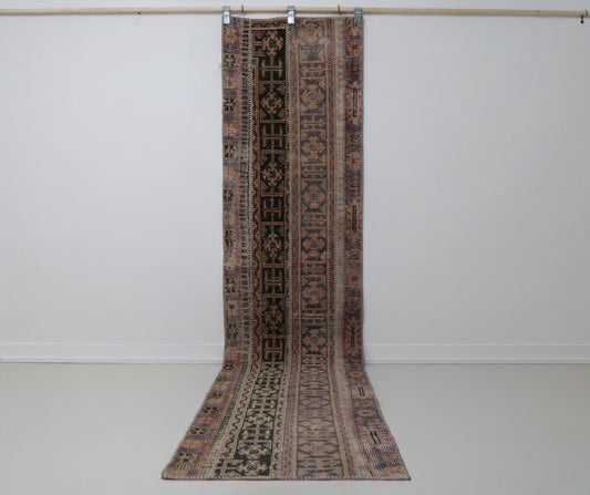 Vintage Turkish Runner Rug 2'3 x 10'2 ft, Multicolor Patchwork Hallway Runner, Long Handmade Corridor Rug