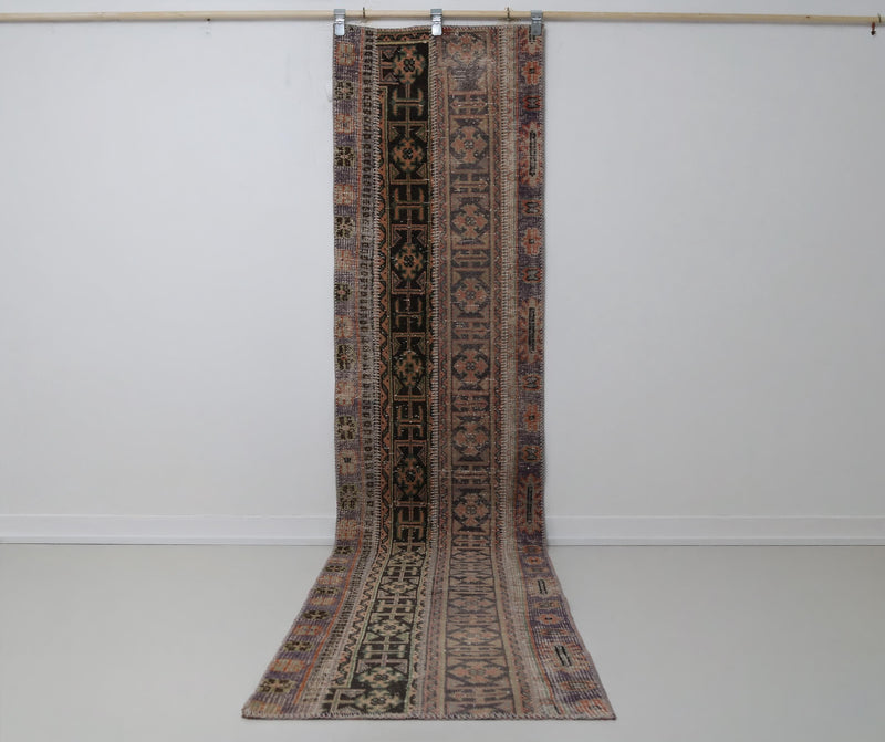 Vintage Turkish Runner Rug 2'3 x 10'2 ft, Multicolor Patchwork Hallway Runner, Long Handmade Corridor Rug