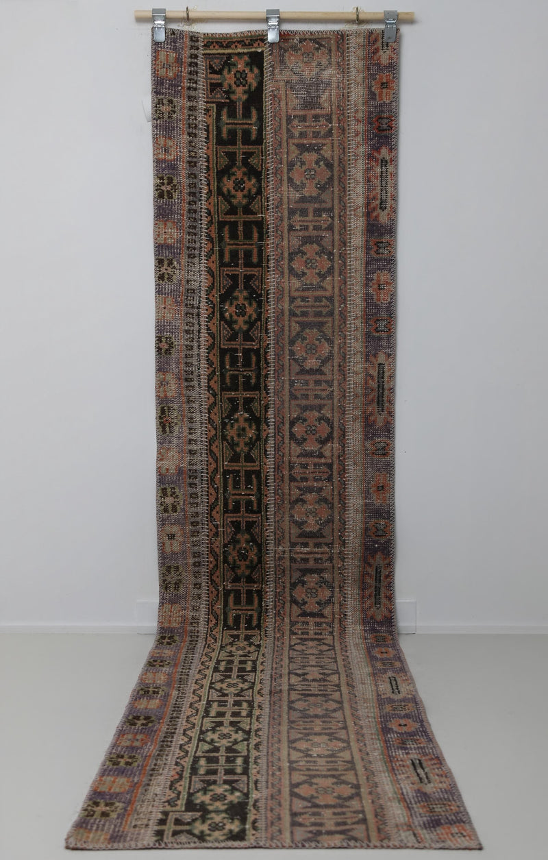 Vintage Turkish Runner Rug 2'3 x 10'2 ft, Multicolor Patchwork Hallway Runner, Long Handmade Corridor Rug