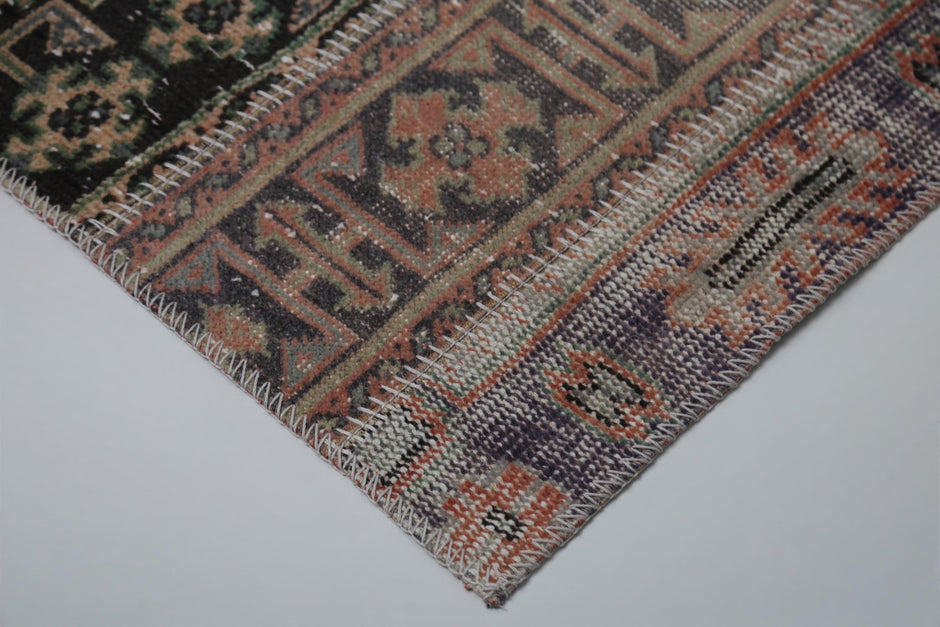  Long corridor runner layout, side angle, patchwork rug