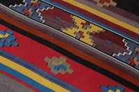 Vintage Turkish Kilim Runner Rug, Red Striped Tribal (2x10) - photo 8 of 10