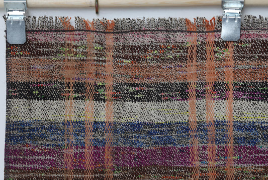 2'4 x 9'2 Vintage Turkish Kilim Runner, Multicolor Striped Wool Cotton Kilim, Long Hallway Runner Rug
