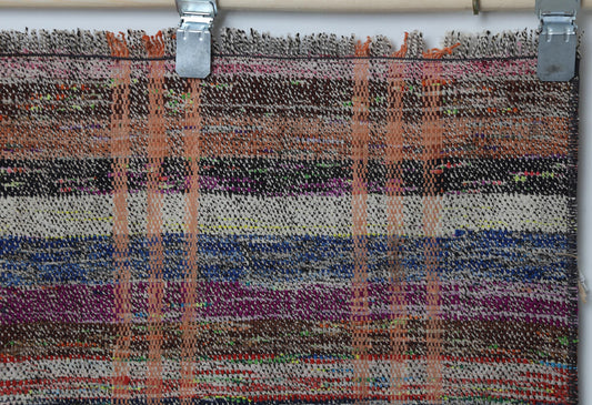 2'4 x 9'2 Vintage Turkish Kilim Runner, Multicolor Striped Wool Cotton Kilim, Long Hallway Runner Rug