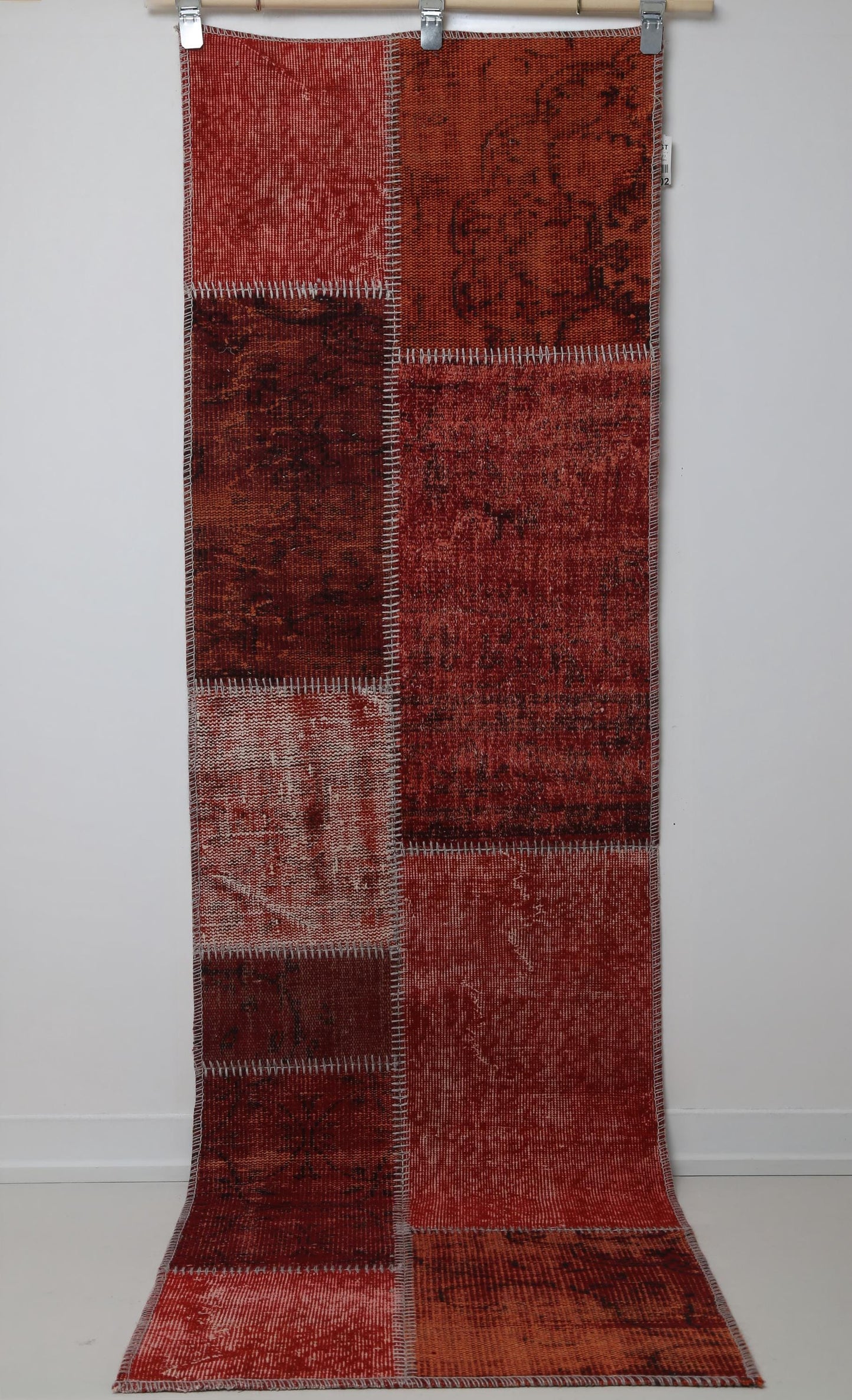 2'4 x 8' Vintage Turkish Patchwork Runner, Red Wool Cotton Kilim Runner, Long Hallway Rug