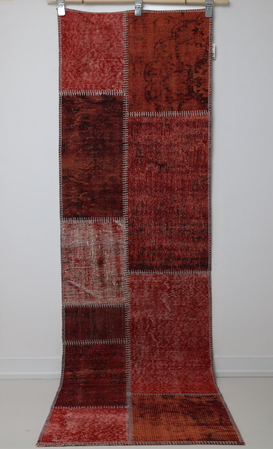 2'4 x 8' Vintage Turkish Patchwork Runner, Red Wool Cotton Kilim Runner, Long Hallway Rug