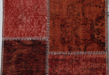 2'4 x 8' Vintage Turkish Patchwork Runner, Red Wool Cotton Kilim Runner, Long Hallway Rug