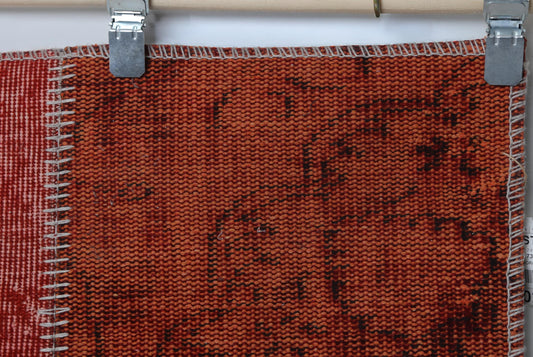 2'4 x 8' Vintage Turkish Patchwork Runner, Red Wool Cotton Kilim Runner, Long Hallway Rug