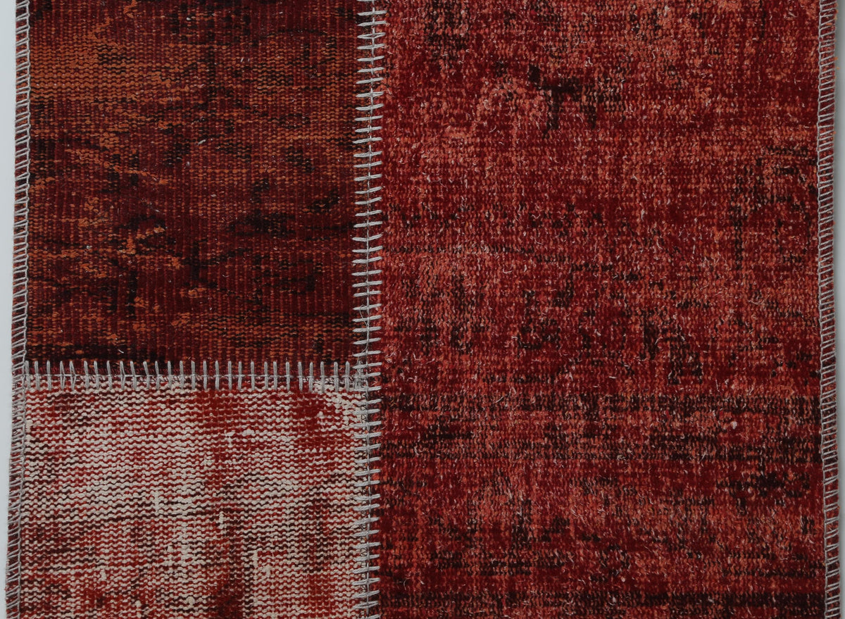 2'4 x 8' Vintage Turkish Patchwork Runner, Red Wool Cotton Kilim Runner, Long Hallway Rug