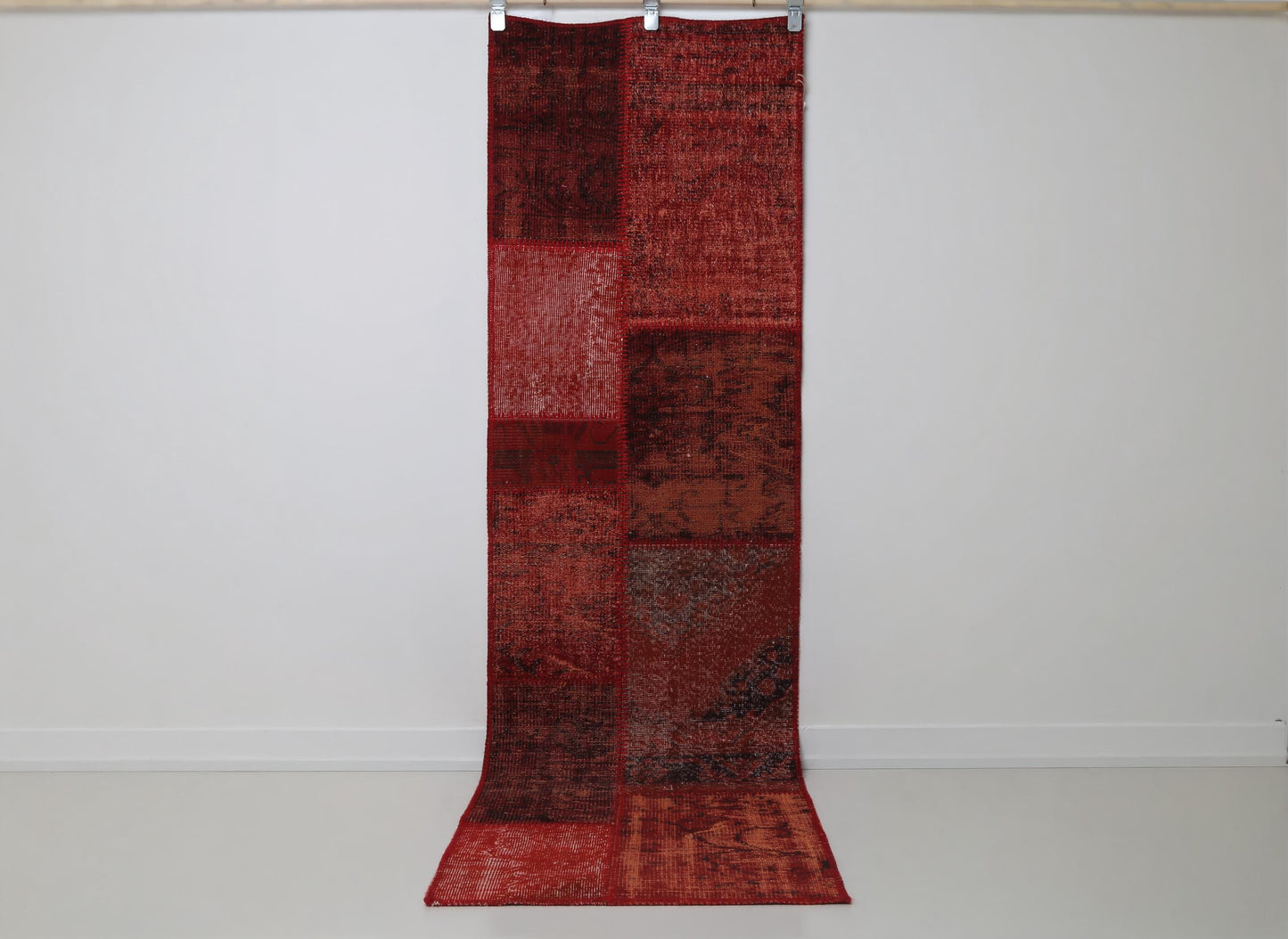 2'4 x 8' Vintage Turkish Patchwork Runner, Red Kilim Runner Wool Cotton, Long Hallway Rug