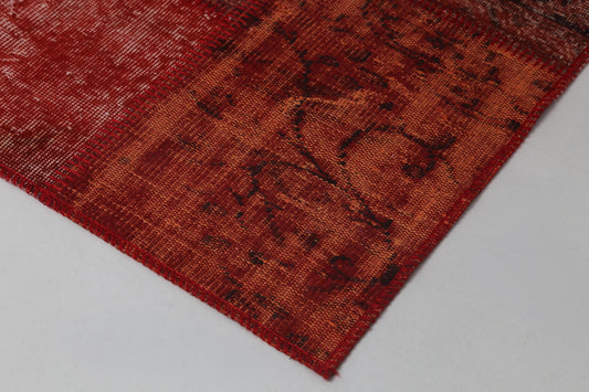 2'4 x 8' Vintage Turkish Patchwork Runner, Red Kilim Runner Wool Cotton, Long Hallway Rug