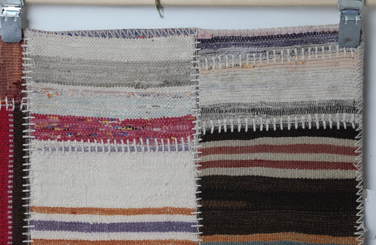 3x6 Vintage Turkish Patchwork Kilim Rug, Multicolor Flatweave Cotton Wool, Boho Area Rug
