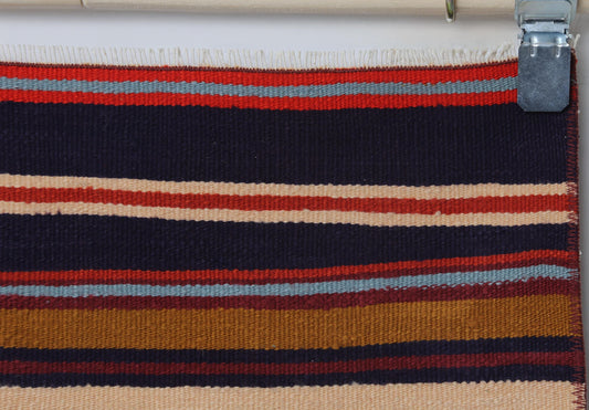 2x3 Vintage Turkish Kilim Rug, Multicolor Striped Wool Small Area Rug
