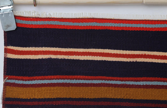 2x3 Vintage Turkish Kilim Rug, Multicolor Striped Wool Small Area Rug