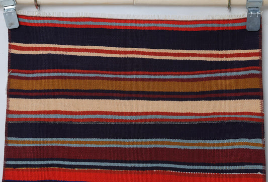 2x3 Vintage Turkish Kilim Rug, Multicolor Striped Wool Small Area Rug