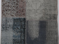 Vintage Turkish Wool Cotton Patchwork Runner Rug, Blue (2x8) - photo 7 of 10
