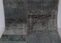 Vintage Turkish Wool Cotton Patchwork Runner Rug, Blue (2x8) - photo 8 of 10