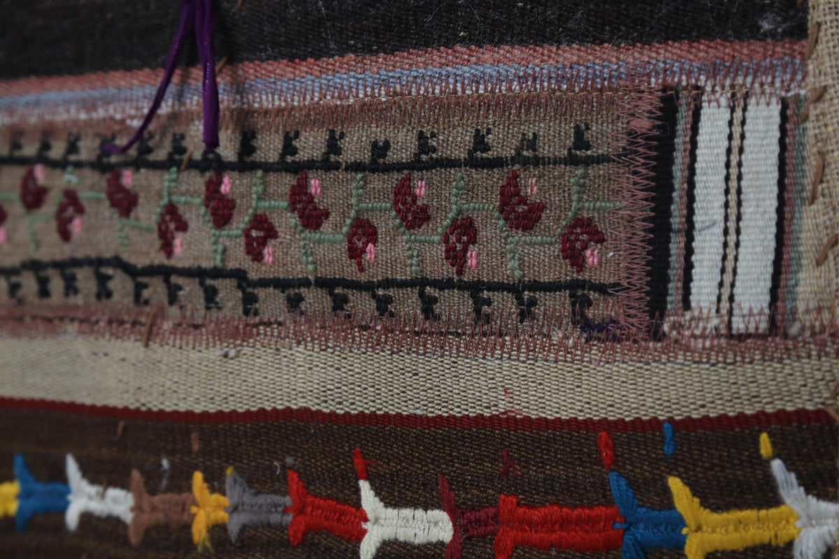 Kilim Tapestry Wall Hanging Rug, Patchwork Textile Art, Small Boho Wall Decor, 3x2 ft