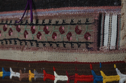 Kilim Tapestry Wall Hanging Rug, Patchwork Textile Art, Small Boho Wall Decor, 3x2 ft