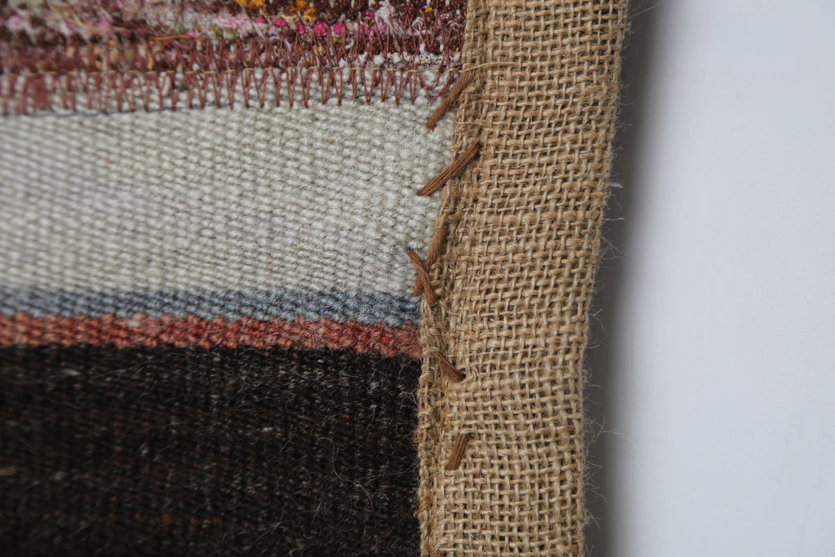 Kilim Tapestry Wall Hanging Rug, Patchwork Textile Art, Small Boho Wall Decor, 3x2 ft