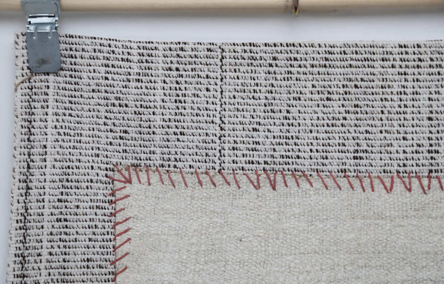 Kilim Tapestry Wall Hanging Rug, Minimal Striped Textile Art, Neutral Boho Wall Decor, Black White Flatweave Panel 4x3 ft