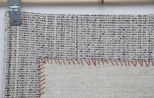 Kilim Tapestry Wall Hanging Rug, Minimal Striped Textile Art, Neutral Boho Wall Decor, Black White Flatweave Panel 4x3 ft