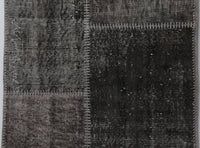 Vintage Turkish Wool Cotton Patchwork Runner Rug, Brown Gray (2x8) - photo 8 of 10