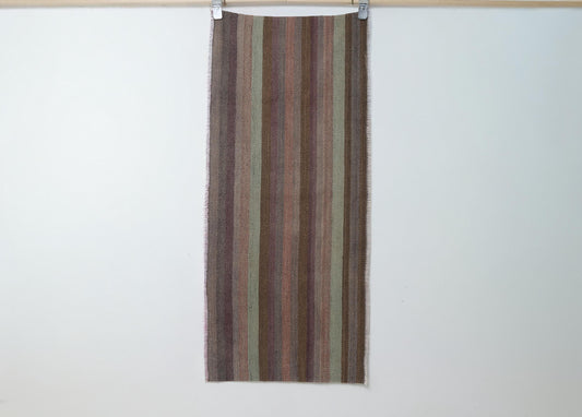 2x4 Vintage Turkish Kilim Runner Rug, Brown Striped Narrow Hallway Rug, Handmade Wool Small Runner