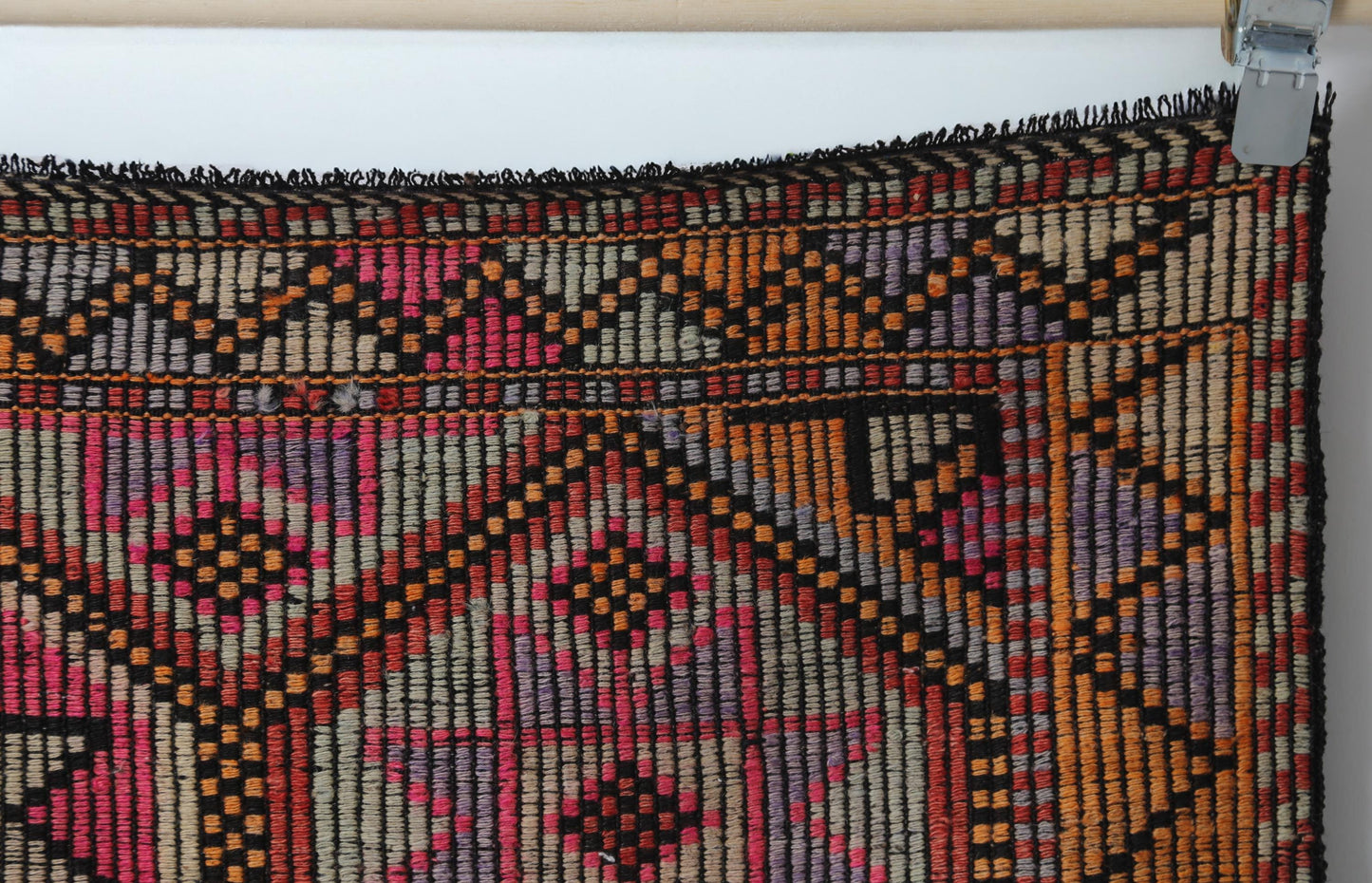 6x10 Vintage Turkish Flatweave Rug, Red Oriental Pattern Large Area Rug, Handmade Wool Cotton Kilim
