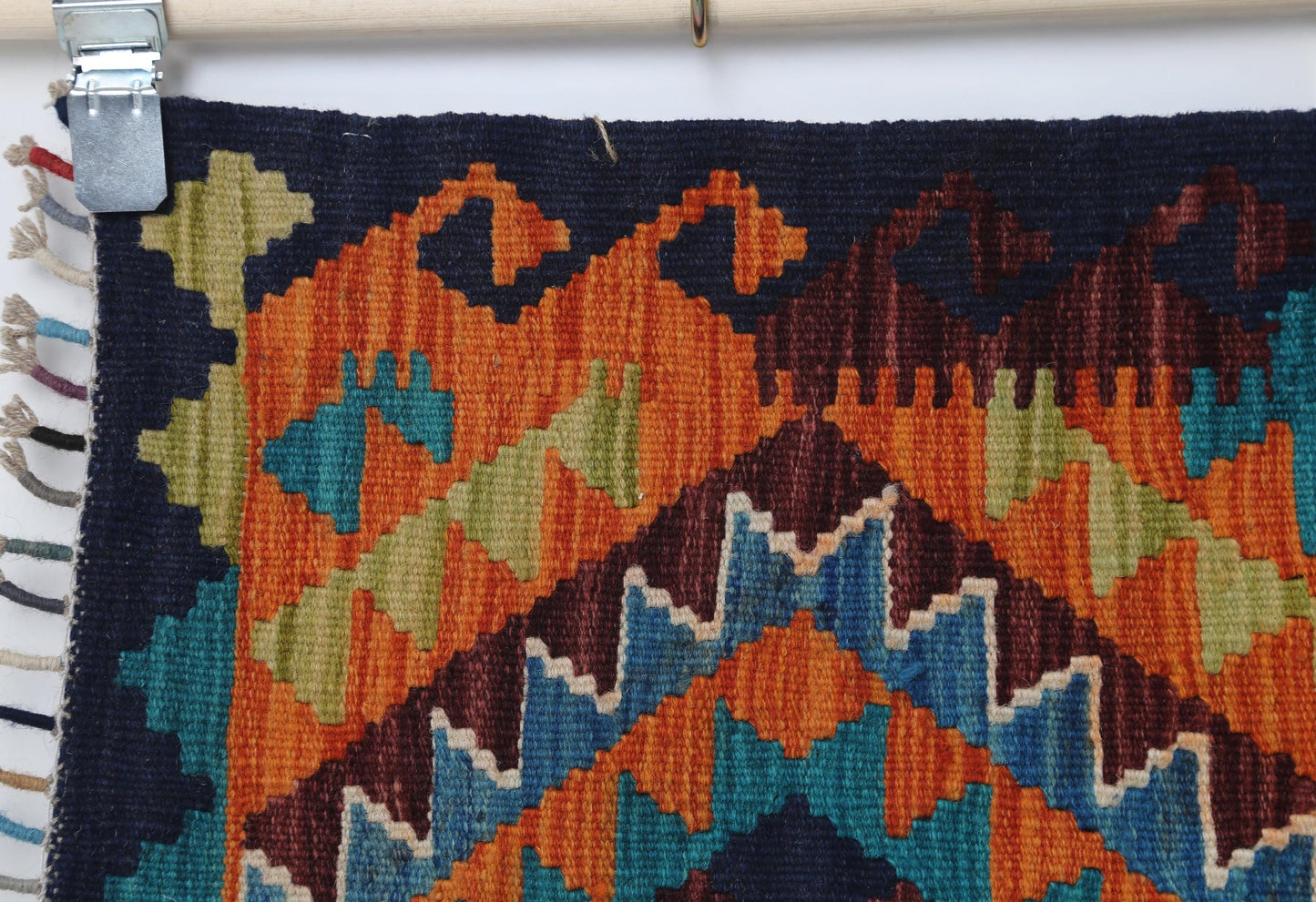 2x3 Vintage Turkish Kilim Rug, Blue Oriental Wool Accent Rug, Handmade Tribal Flatweave Rug